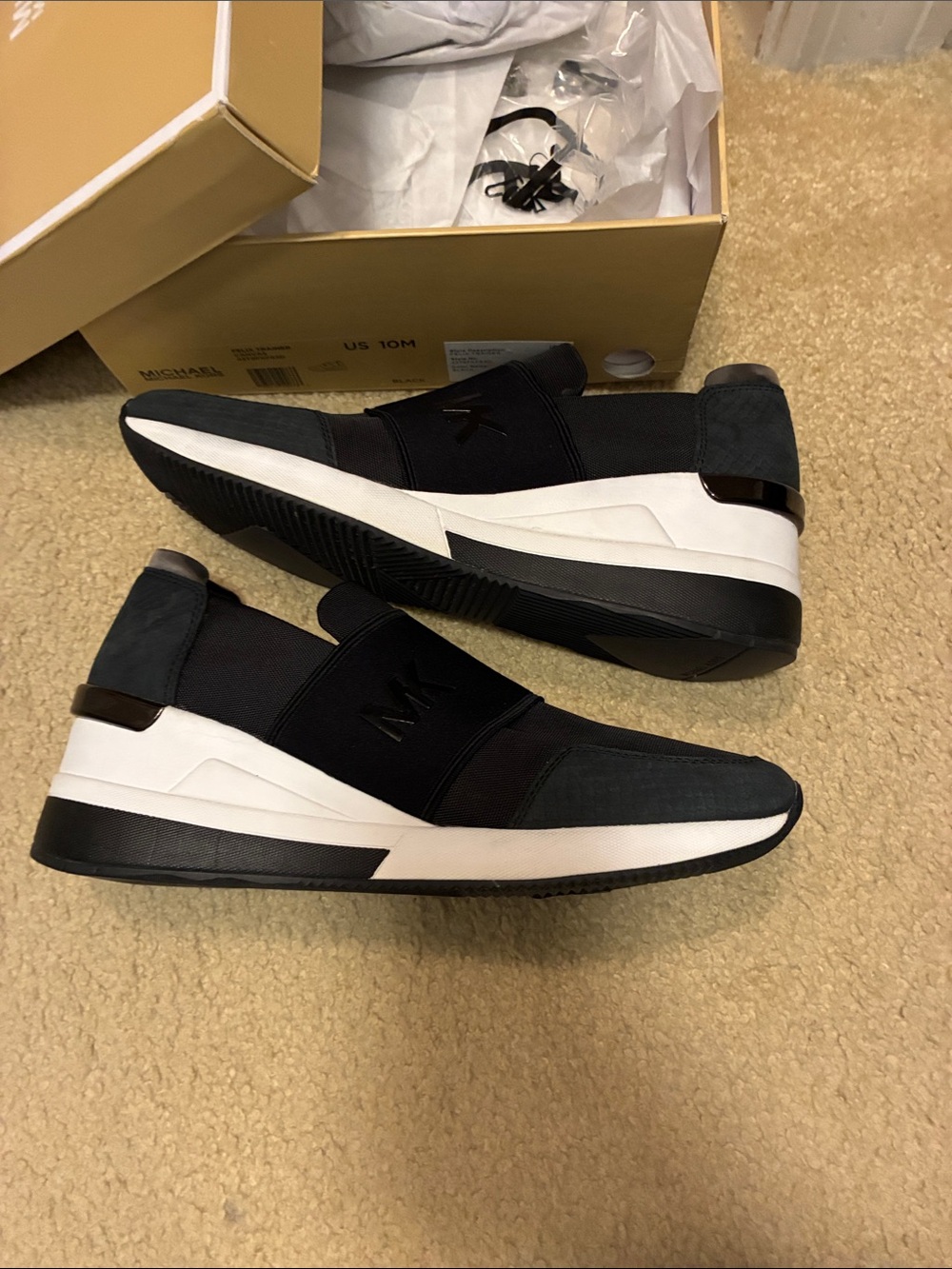 Michael Kors Women’s 10 Felix Trainer Canvas Black Slip-On Athletic Sneakers New
